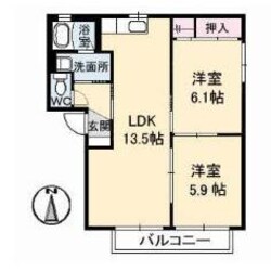 オレンジコート・フジ　Ａ棟の物件間取画像